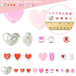 385Pcs Valentine's Day Theme Opaque/Transparent Acrylic Beads&nbsp;MACR-FS0001-93