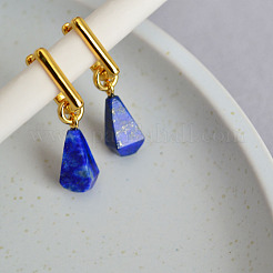 Brass & Natural Lapis Lazuli Hoop Earrings&nbsp;FS-WG916EC-02