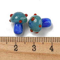手作りランプワークビーズ連売り  キノコ  ダークシアン  12~14.5x10~12mm  穴：1.2~1.8mm  約23個/連  11.61~12.60インチ（29.5~32cm）&nbsp;LAMP-N025-03N