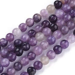 天然レピドライト/パープルマイカストーンビーズ連売り  ラウンド  4.5~5mm  穴：1mm  約85~90個/連  14.9インチ&nbsp;G-K415-4mm
