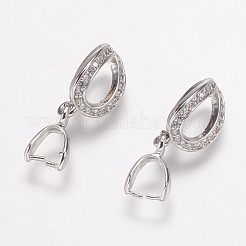 Brass Micro Pave Cubic Zirconia Ice Pick Pinch Bails&nbsp;ZIRC-F075-20-NR