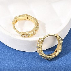 ツイスト真鍮マイクロパヴェクリアキュービックジルコニアフープピアス  18KGP本金メッキ  12x13x3mm&nbsp;EJEW-D348-18G