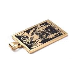 201ステンレスペンダント  ゴールドカラー  タロット模様の長方形  悪魔xv  40x24x1.5mm  穴：4x7mm&nbsp;STAS-B033-01G-15