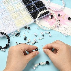 DIYイミテーションパールブレスレット作成キット  ABSプラスチックラウンドビーズを含む  伸縮性のある糸  ミックスカラー  ビーズ：4~10mm  穴：1.6~2.3mm  148.8 G /ボックス&nbsp;DIY-YW0008-15