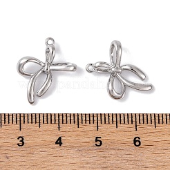 真鍮チャーム  カドミウムフリー＆ニッケルフリー＆鉛フリー  蝶結び  プラチナメッキ  18x16x3.5mm  穴：1mm&nbsp;KK-S376-16A-P