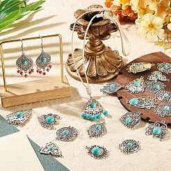 27Pcs 9 Styles Alloy & Synthetic Turquoise Chandelier Component Links&nbsp;FIND-TA0010-42A