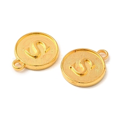 合金チャーム  文字s付きのフラットラウンド  ゴールドカラー  14x12x2mm  穴：1.6mm&nbsp;FIND-XCP0003-09G