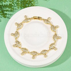 Mushroom Brass Micro Pave Clear Cubic Zirconia Link Bracelets for Women&nbsp;BJEW-Z126-04G
