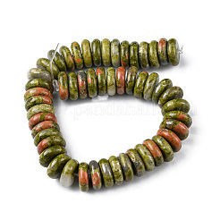 天然石ユナカイトビーズ連売り  ディスク  12x3.5~4mm  穴：1.4mm  約51個/連  7.48~8.19インチ（19~20.8cm）&nbsp;G-F743-06D