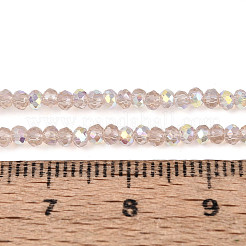 ABカラーメッキ透明ガラスロンデルビーズ連売り  多面カット  ダークサーモン  2.5x2mm  穴：0.5~0.9mm  約148~159個/連  11.42~13.19''（29~33.5センチメートル）&nbsp;EGLA-T029-2mm-10F