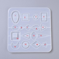 イヤリングペンダントシリコンモールド  レジン型  UVレジン用  エポキシ樹脂ジュエリー作り  混合図形  ホワイト  165x157x7mm  穴：2mm&nbsp;X-DIY-L023-32