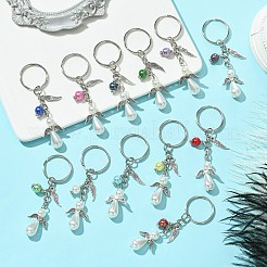 12Pcs 12 Colors Acrylic Imitation Pearl Keychians&nbsp;KEYC-JKC00891