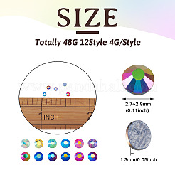 48G 12 Colors Glass Hotfix Rhinestone&nbsp;DIY-TA0004-53