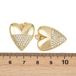 真鍮製マイクロパヴェキュービックジルコニアペンダント  ハート  16KGP本金メッキ  22x19.5x4mm  穴：3mm&nbsp;KK-C132-01A-G