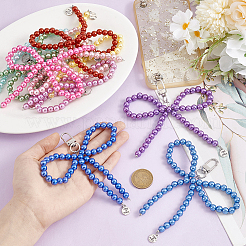 10Pcs 10 Colors Bowknot Acrylic Pendant Decoration&nbsp;HJEW-PH01952