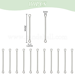 304ステンレススチールコネクタチャーム80個  バーリンク  ステンレス鋼色  25x1.2mm  穴：1mm&nbsp;STAS-UN0054-28