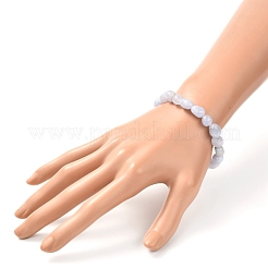 ナチュラルブルーレースアゲートビーズストレッチブレスレット  内径：2-1/8~2-1/4インチ（5.5~5.8cm）&nbsp;BJEW-JB06988-02