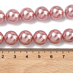 電気めっきシェルパールビーズ連売り  ラウンド  淡いバイオレットレッド  12mm  穴：0.9mm  約34個/連  15.87''（40.3センチメートル）&nbsp;BSHE-G041-12mm-05
