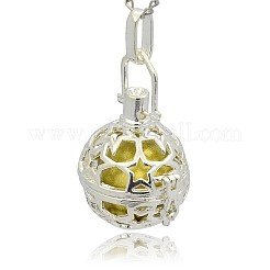 Silver Color Plated Brass Hollow Round Cage Pendants&nbsp;KK-J226-06S