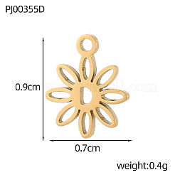 304ステンレススチールチャーム  イオンプレーティング（ip）  花のチャーム  14KGP本金メッキ  9x7mm  穴：1mm&nbsp;SA-OY002-12G