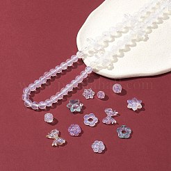 透明なアクリルビーズ  グリッターパウダー  花と蝶結びと雪の結晶と丸と星  ミックスカラー  8~15x7~18x2.5~10mm  穴：1.2~2mm  159個/箱&nbsp;OACR-FS0001-12