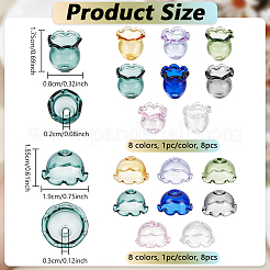 透明ガラスビーズキャップ  マルチ花弁花  風鈴作りに  ミックスカラー  17.5~19x8~15.5mm  穴：2~3mm&nbsp;GLAA-NB0001-78