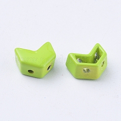 スプレー塗装合金マルチ連リンク  タイル弾性ブレスレット作り用  矢印  ライム  8x5x4mm  穴：1mm&nbsp;PALLOY-G268-L01-029