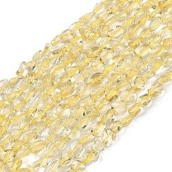 天然レモンクォーツ（加熱）ビーズ連売り  ナゲット  タンブルストーン  6~11x6~8x4~7mm  穴：1mm  約49~51個/連  15.35~15.75''（39~40センチメートル）&nbsp;G-Q060-D07