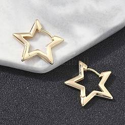 真鍮製フープピアス  スター  18KGP本金メッキ  17x20x2mm&nbsp;EJEW-D320-17G
