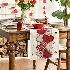 Heart Pattern Linen Tablecloth&nbsp;AJEW-WH20006-230