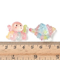 海洋生物の透明樹脂カボション  混合図形  ミックスカラー  22.5~32x22~30x7.5~10.5mm&nbsp;RESI-H041-03