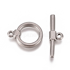 変色しない304ステンレススチールのトグル留め具  リング  ステンレス鋼色  リング：18x14x3mm  穴：1.5mm  バー：23.5x7x3mm  穴：1.8mm&nbsp;STAS-L247-001P