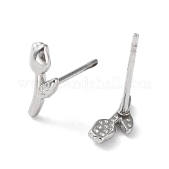 変色しない304ステンレススチールスタッドピアス  フラワーオブライフ  ステンレス鋼色  9.5x4mm&nbsp;EJEW-Q788-03P