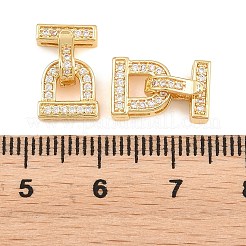 真鍮製マイクロペーブクリアキュービックジルコニアの留め金  D形  ゴールドカラー  13.5mm&nbsp;KK-U059-68G