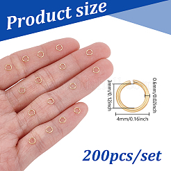 真鍮製オープンタイプ丸カン  18KGP本金メッキ  22ゲージ  4x0.6mm  内径：3mm&nbsp;KK-WH0001-38G-02