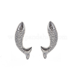 女性用合金スタッドピアス  魚  プラチナ  45x13mm&nbsp;WG958F1-02