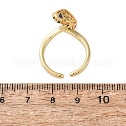 Brass Micro Pave Cubic Zirconia Open Cuff Rings for Women&nbsp;LS-RJEW-U057-22B-G