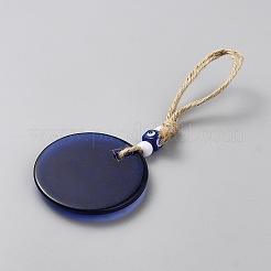 Plastic & Resin Flat Round with Evil Eye Pendant Decorations&nbsp;HJEW-WH0108-012