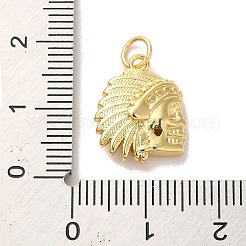 真鍮チャーム  丸カン付き  インディアン  14KGP本金メッキ  16x13x5mm  穴：3.5mm&nbsp;KK-M278-08G