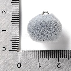 フルーツをテーマにしたフロッキング不透明樹脂ペンダント  プラチナ鉄ループ付き  ブルーベリー  15x16.5mm  穴：2mm&nbsp;LS-RESI-D017-04D-P