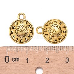 メタル合金ペンダント  カドミウムフリー＆鉛フリー  クロック  アンティーク黄金  15x13x2mm  穴：2mm&nbsp;PALLOY-A15541-AG