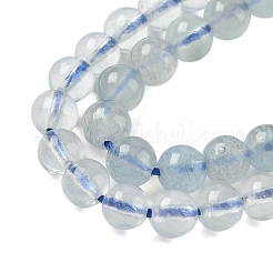 天然石アクアマリンビーズ連売り  ラウンド  5mm  穴：1mm  約80個/連  15.35インチ（39cm）&nbsp;G-D327-B01-5mm