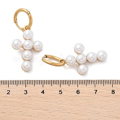 304 Stainless Steel Plastic Pearl Dangle Earrings&nbsp;EJEW-U044-01G