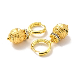 クリアキュービックジルコニアオーバルダングルフープピアス  女性のための真鍮のアクセサリー  ゴールドカラー  28mm  ピン：0.8mm&nbsp;EJEW-I242-18G
