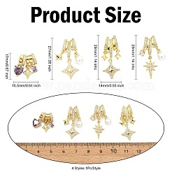 4Pcs 4 Colors Brass Micro Pave Cubic Zirconia Pendants&nbsp;FIND-CJ0005-24