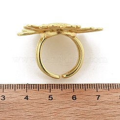 女性用ひまわり真鍮カフリング  ラックめっき  長持ちメッキ  カドミウムフリー＆鉛フリー  18KGP本金メッキ  内径: 調節可能&nbsp;RJEW-C123-03G