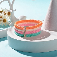 4Pcs 4 Colors Hanamade Polymer Clay Heishi Surfer Stretch Bracelets Set&nbsp;BJEW-JB07716