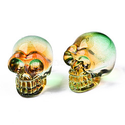 K9ガラスディスプレイ装飾  スカル  ハロウィン用  黄緑  22x18x26mm&nbsp;GLAA-R220-01-A06
