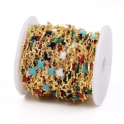 Handmade Brass Enameled Link Chains&nbsp;CHC-F011-16-G