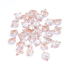 Brass Micro Pave Cubic Zirconia Links&nbsp;KK-F764-16RG